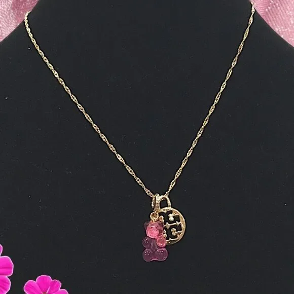 NOSTALGIC GUMMY BEAR CHARM PENDANT CUBIC ZIRCON 18K GOLD PLATED